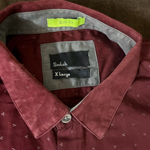 Maroon Colour Branded Shirt