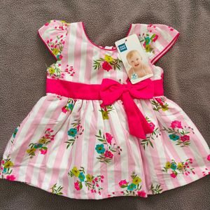 Brand New Pink And White Frock For 3-6M Baby Girl