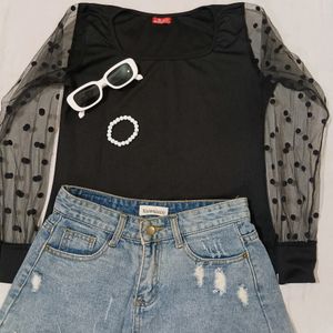 Black Polka Dot Top