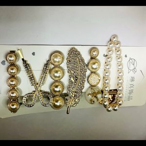 Embellish Pearl Hair Accessorie Set Of 6