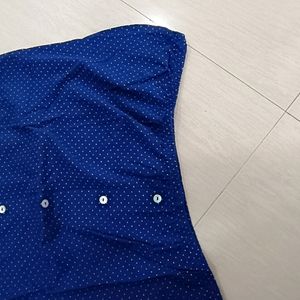 Blue And Gold Polka Dots Top