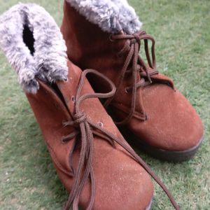 Brown Winter Heel Boots For Women