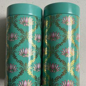 Pack Of 2 Pcs - Gift Containers Floral Green