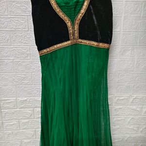 Majestic Green and Black Anarkali M Size