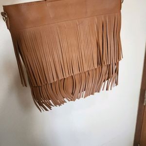 Fringed Tan Handbag