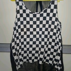 Black White Checks Tank Tops