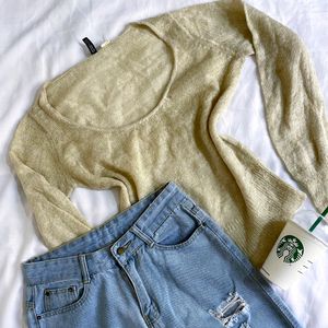 H&M Knitted Shinny Pullover Top