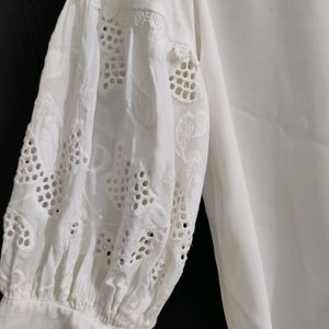 Zara White Summer Cotton Tops