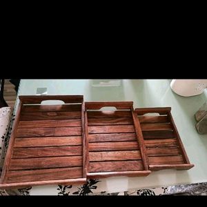 SHEESHAM TRAY SET OF 3 PIECE