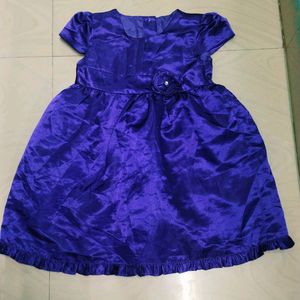 Blue Colour Satin Baby Girl Frock