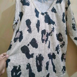 Girls Blue Shirt With Animal print Top