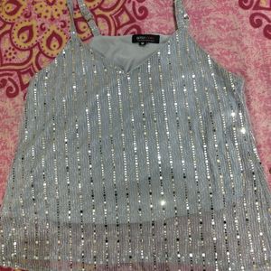 Light Blue Sequins Top