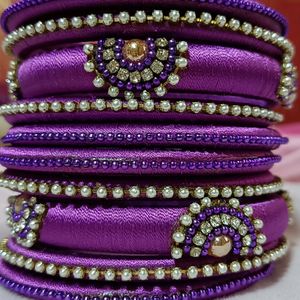 💜 Purple Colour Silk Thread Bangles