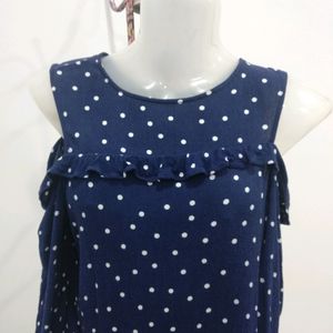 Polka Dot Cold Shoulder Top