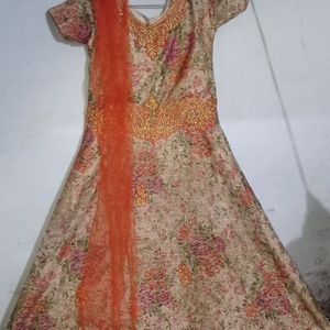 Orange Trend Gown Frock For Girls