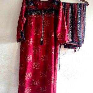 Beautiful Printed Maroon Kurta Set Size Issue