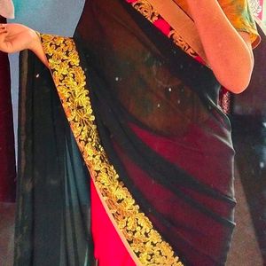 Black Rose Print Saree❤️