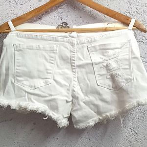 White Distressed  Shorts