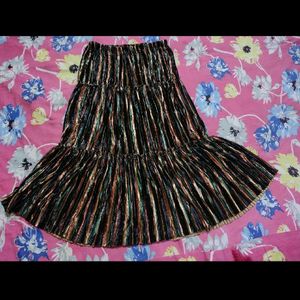 Multi-colored Stripped Pleated Skirt