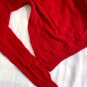 🎀Pinterest Knitted Oversized Red High Neck Top