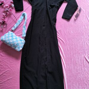 Forever Brand Long Front Slit Black Dress 👗