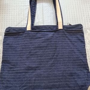 Striped Blue Denim Bag for a smart look