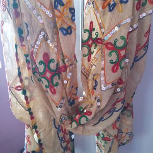 Dupatta Golden Mirror Work