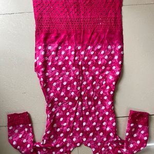 Pink Cotton Kurta For Women