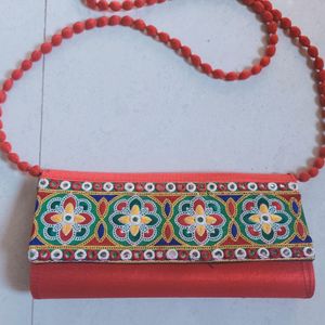 Kachchhi Embroided Bag(Red)