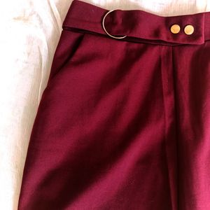 Maroon Casual Smart Culottes