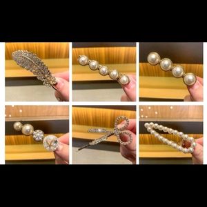 6 Pc Pearl Barrettes Women Pin Korean Style