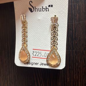 Peach Stone American Diamond Earings