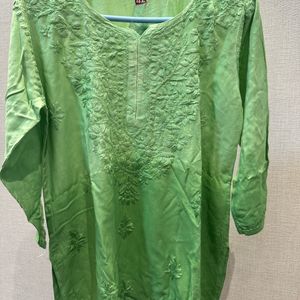 Green Ombre Chikan Kurti