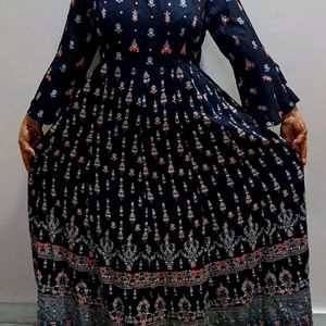 Blue Kurti With Mirror Work