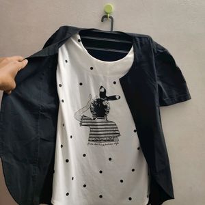 Casual Black & White Top for Women/ Girls