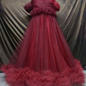 Designer Ruffle Gown Beautiful Look