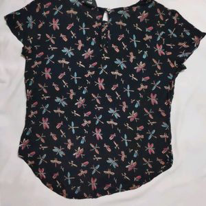 Black Printed Top