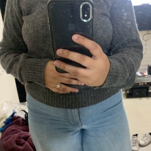 Grey High Neck Sweater