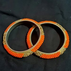 Orange Moti Bangles..ll