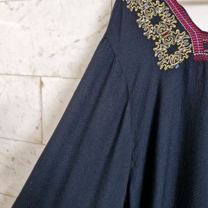 Black Boho Embroidered Dress