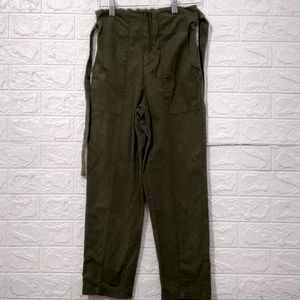 Max Women Olive Cotton Pant | Waist 26 | Hip 30 |