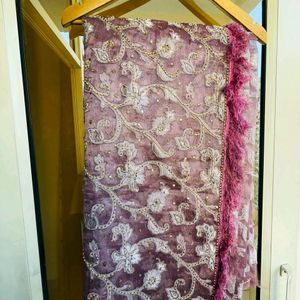 Embroided New Lavender Color Beautiful Saree