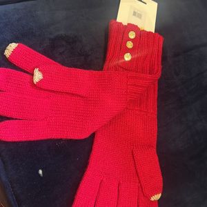 Calvin Klein Woolen Gloves - Berry Colour