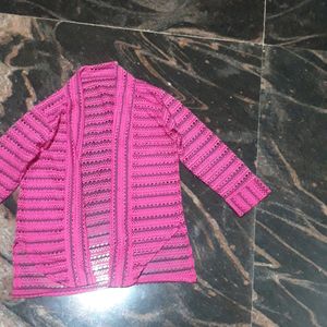 Pink Color mesh Shrug