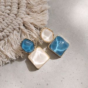 Sparkling Geometric Resin Square Drop Earrings