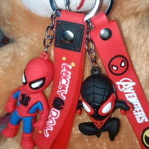 Hero Spider Man 3D Rubber Pair Of  Key Chain