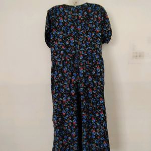 Black Floral Printed Jumpsuit (Women's)