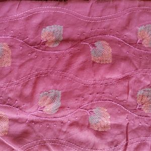 Onion Saree With Sequence Embroidery