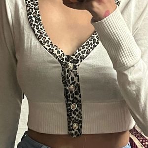 Cute Leopard Print Warm Crop Top 💗💘