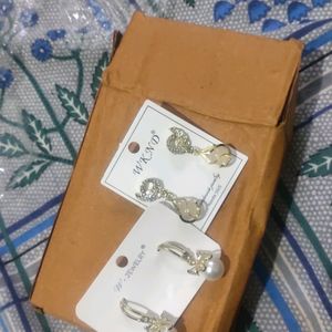 Two Pair Korean Gold Plated Earrings